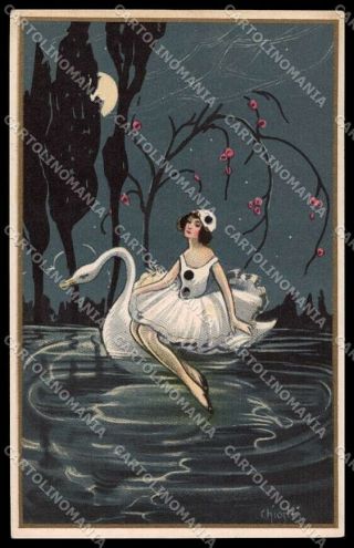 Artist Signed Chiostri Lady Pierrot Paper Moon Art Deco Ballerini 281 Pc Zg4954