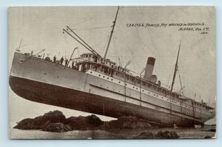 Princess May Steamship Ship Wreck Sentinal Island Alaska Postcard Cpr Co