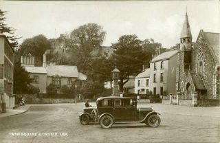 Real Photographic Postcard Of Twyn Square & Castle,  Usk,  Monmouthshire,  Wales