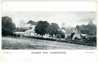 Printed Postcard Houses - St Marys Church - From Field - Church End - Kensworth Village