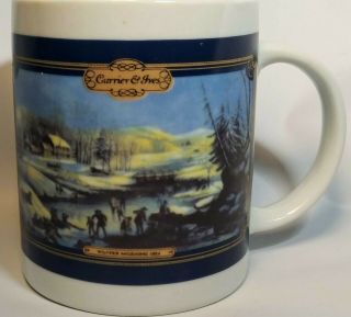 Currier And Ives Coffee Mug Cup Winter Morning 1854 Ice Skating Gift Holiday