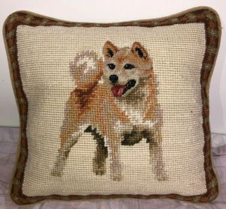 Shiba Inu Dog Wool Needlepoint Pillow 10 " By 10 "