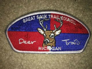 Boy Scout Bsa Great Sauk Trail Sa80 Deer Trails Michigan Council Strip Csp Patch