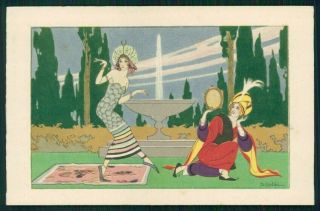 Artist Signed Gobbi Art Deco Couple Lady Serie 2477 Postcard Tc4232