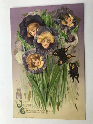 Faces In Flowers A Joyful Eastertide Easter Postcard John Winsch