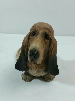 Vintage 1984 Basset Hound Bloodhound Dog Figurine 11” Sandicast S.  Brue Signed