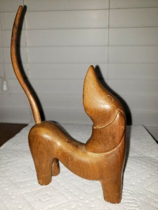 Vintage Hand Carved Wood Dachshund Dog Wooden Folk Art Doxie Weiner Dog Mcm