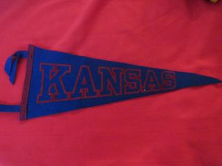 Vintage Old Kansas Felt Pennant - 17 " Made By Chicago Pennant Co.