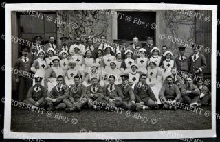 1916 Mold - Leeswood Hall - Red Cross Nurses & Wounded Soldiers - Real Photo Ppc