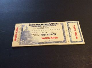 1960 Democratic Convention Jfk.  Work Area Ticket Book,  Passes.  Los Angeles.
