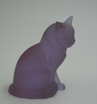 Vintage Purple Frosted Glass Cat Kitten Figurine