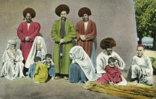 Uzbekistan Russia,  Types Of Central Asia,  Group Of Turkmens (1916) Postcard
