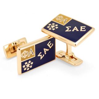 Sae Sigma Alpha Epsilon Gold Flag Cuff Links