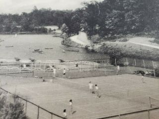 C 1940 Recreation Field Lake Lure Camp Nc Summer Artvue Black & White Postcard