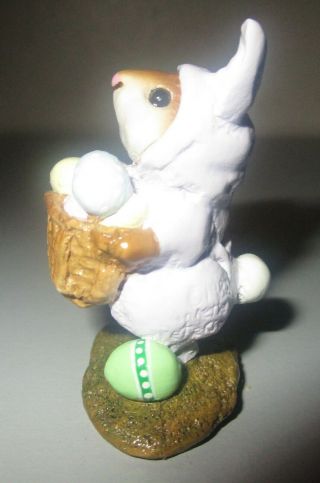 Wee Forest Folk Easter Bunny Mouse Pink w/ Basket of Egg Figurine M - 82 2