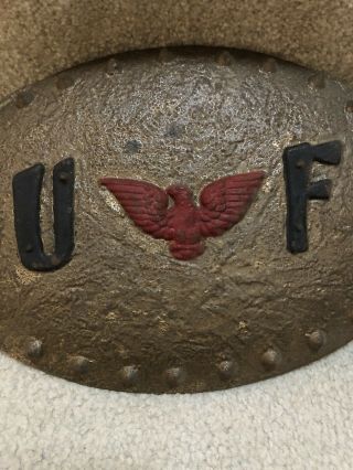 RARE OLD Cast Iron UF United Fireman ' s Insurance Advertising Wall Plaque - Eagle 2