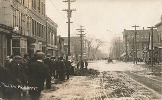 Barre Vt Main Street Flood After The Storm Of July 6 - 1912 Storefronts Rppc