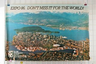 Vintage 86 1986 World Fair Expo Vancouver Canada Promo Poster 48x32
