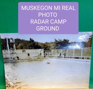 Muskegon Michigan Lake Harbor Radars Conference Center Pool Real Rppc Postcard