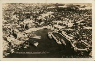 Canada Rppc Victoria,  Bc Aerial View Of City British Columbia Real Photo Postcard