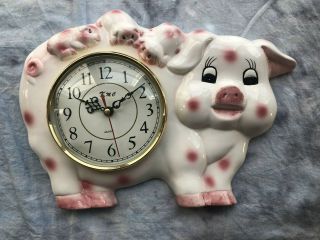 Vintage Kmc Momma Pig With 3 Little Piggies Wall Clock