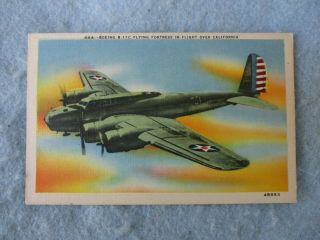 Wwii Army Air Force Post Card B17 Flying Fortress Early War C Model Color Ww2
