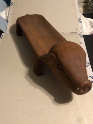 Vintage 28” Hand Carved Wooden (oak) Trencher Pig / Centerpiece / Fruit Tray
