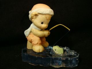Precious Moments - Teddy Bear Catching Fish - Ice Fishing -