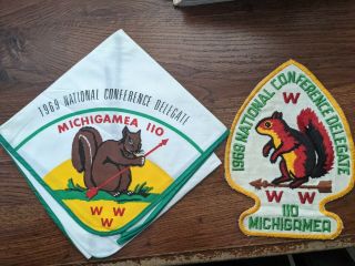1969 National Conference Michigamea Lodge 110 Neckerchief And Jacket Patch