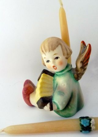 Vintage Rare Goebel " Angel With Accordion " Candle Holder 1/39/0 With 2 Candles