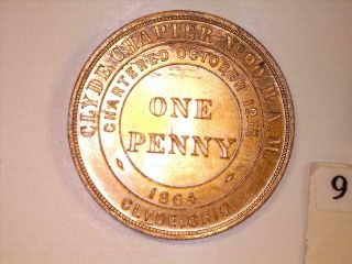 Clyde Oh Masonic Chapter 90 Penny Token Medal