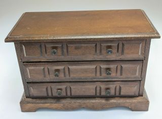 Vintage Japanese Wooden Music Box 3 Drawer Jewelry Box Gentle Melody G3
