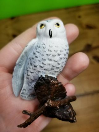 Vintage Boehm Bisque Porcelain Snowy Owl Bronze Branch Figurine