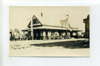 Wells River Vt Rppc Photo Postcard,  Railroad Station,  People,  Freight Wagons
