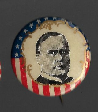 1896 - 1900 William Mckinley Presidential Campaign Button Natl Equipment Newark Nj