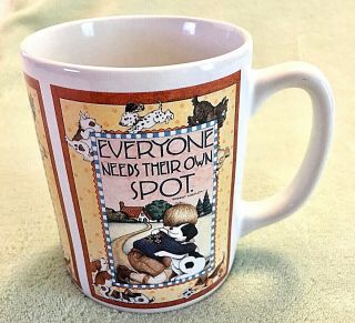 Mary Engelbreit Me Ink Coffee Cup / Mug Boy Dog Everyone Needs Their Own Spot Oz