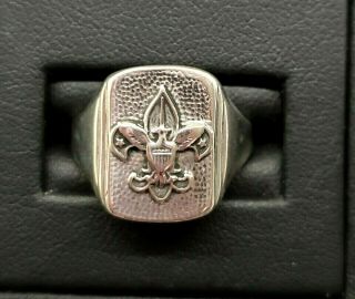 Vintage Sterling Silver Boy Scout Bsa Fleur - De - Lis No Motto Ring