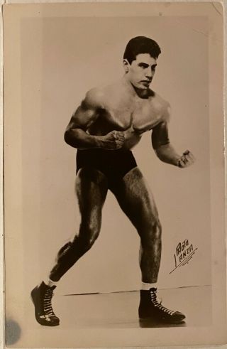 Real Photo Postcard Rppc Muscular Young Man Boxer Boxing Sports