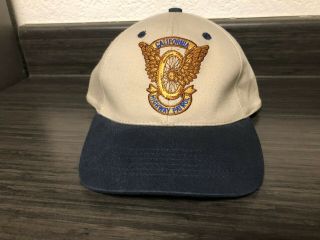 Vintage California Highway Patrol Chp Police Cap Hat Wing & Wheel Strap Back Tan