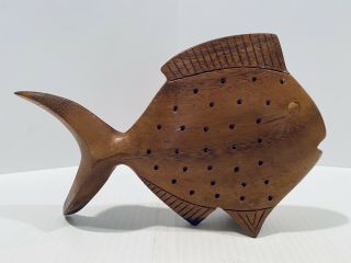 VINTAGE Wooden Fish Figurine Hand Carved Measures 8” Solid Wood 2