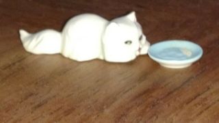 Vintage Josef Originals White Persian Cat Kitten Milk Dish Bowl Miniature Animal