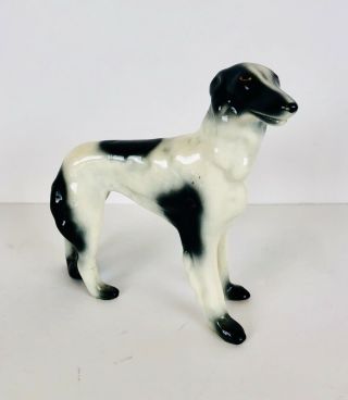 Vintage Deco Style English Hound Ceramic Dog Black And White Figurine