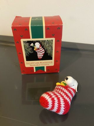 1988 Snoopy And Woodstock - Hallmark Ornament - Stocking - Wear On Box