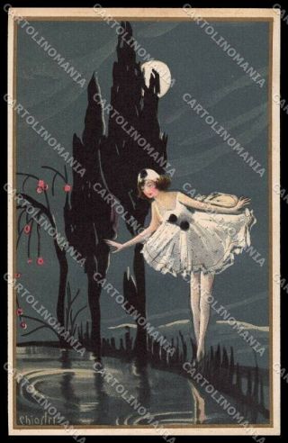Artist Signed Chiostri Lady Pierrot Paper Moon Art Deco Ballerini 281 Pc Zg4953