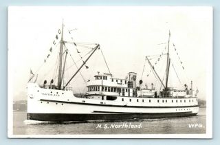 C1940s Winter & Pond Co Photo Rppc - Steamship Ms Northland - Flags