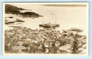 Wrangell,  Ak - Early 1900s Aerial Of Town & Steamship At Dock - Rppc
