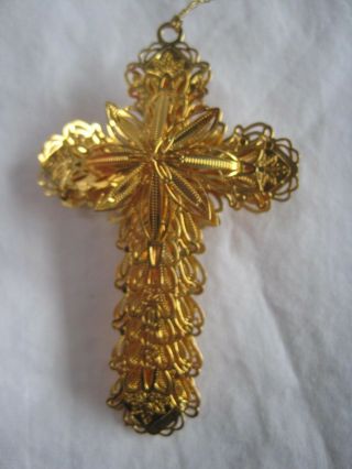 2006 Danbury 23k Gold Plated Christmas Ornament " Blessed Cross "