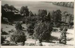 1952 Rppc Eagles Mere,  Pa Lake Side Hotel Beach Sullivan County Pennsylvania