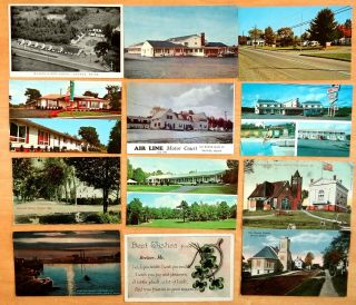 12 Postcards All From Brewer Maine Motels Wolley 