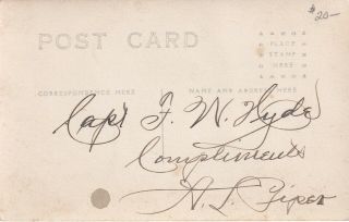 Orig WWI RPPC Real Photo Postcard USS MAINE BATTLESHIP WRECK CAPTAIN SIGNED 829 2